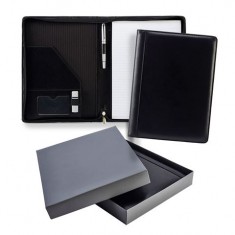 Black Ascot Leather A4 Zipped Conference Folder