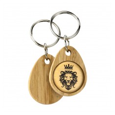 Real Wood Keyring with Domed Metal Insert